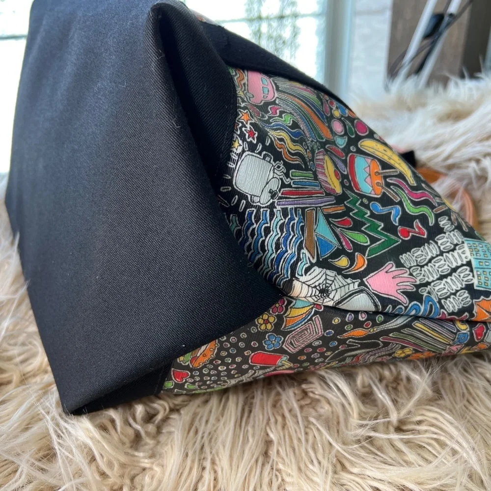 Vintage Dooney & Bourke shopper tote retired Whimsey Print Black key leash Rare - Picture 2 of 15